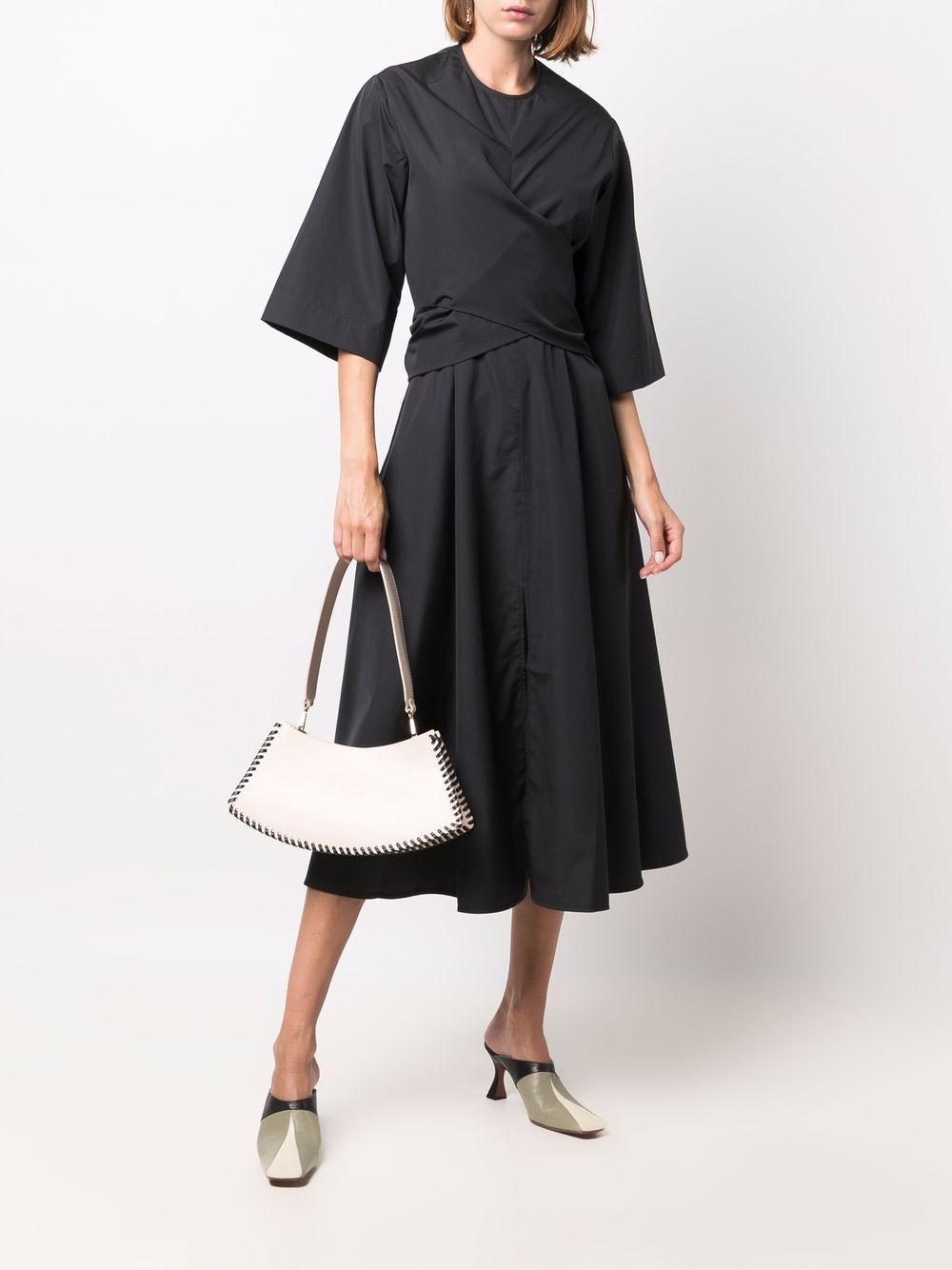 wrap flared midi dress - 2