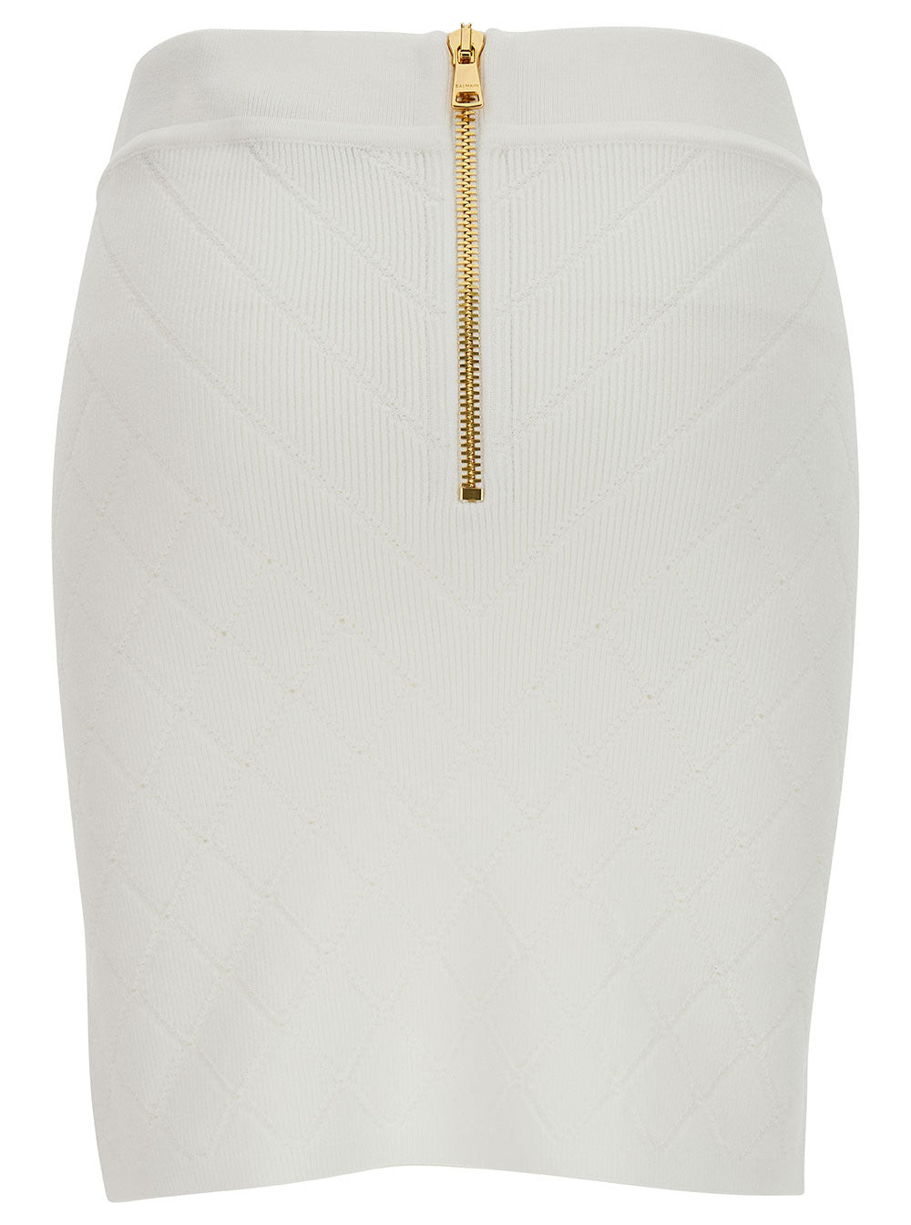 Balmain Women White Mini Pencil Skirt With Jewel Buttons In Viscose Blend Woman - 2