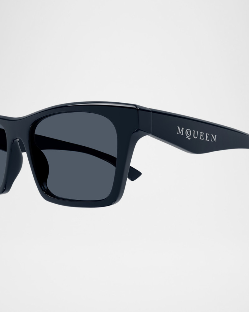 Alexander McQueen Men's AM0472SM Acetate Rectangle Sunglasses outlook