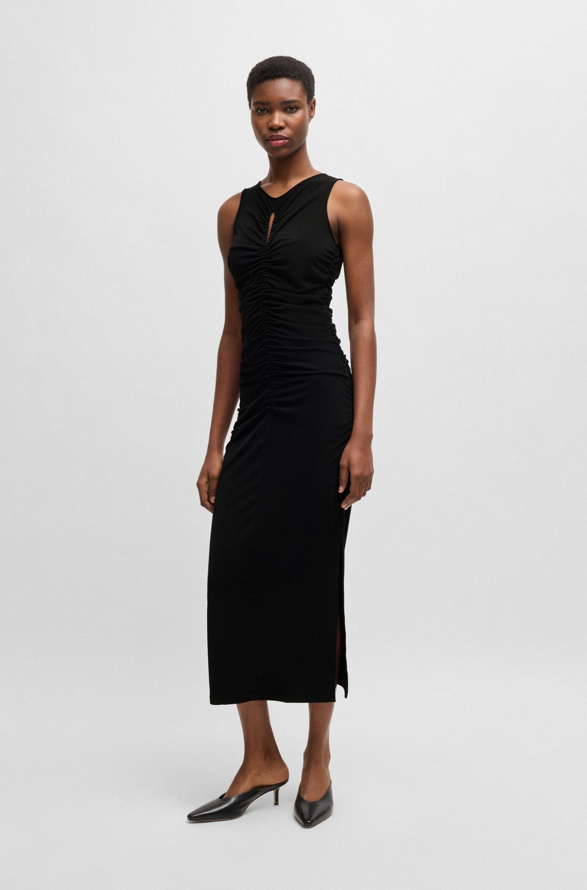JERSEY DRESS WITH GATHERING AND CUT-OUT DETAIL - 2