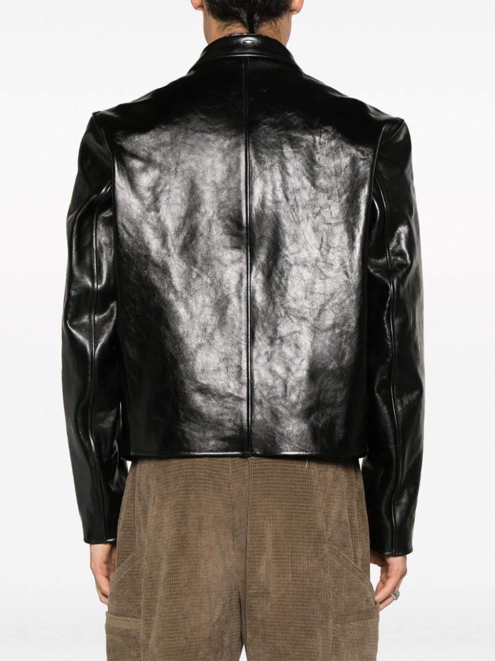 Mini leather zipped jacket - 4