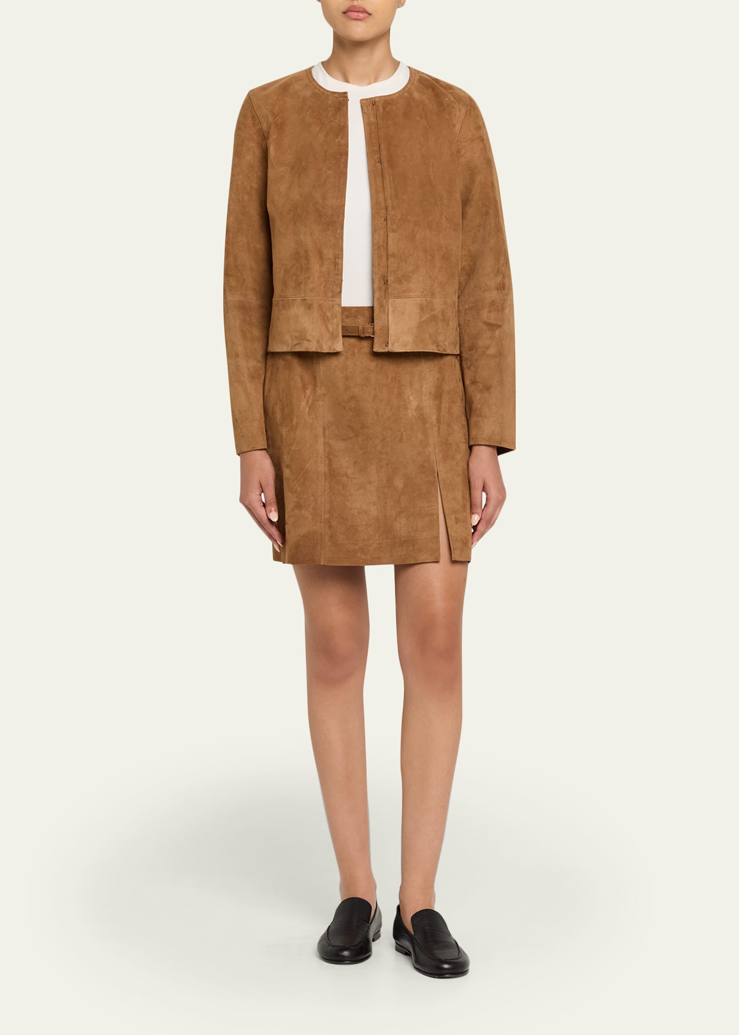 Mid-Rise Suede Mini Skirt - 2