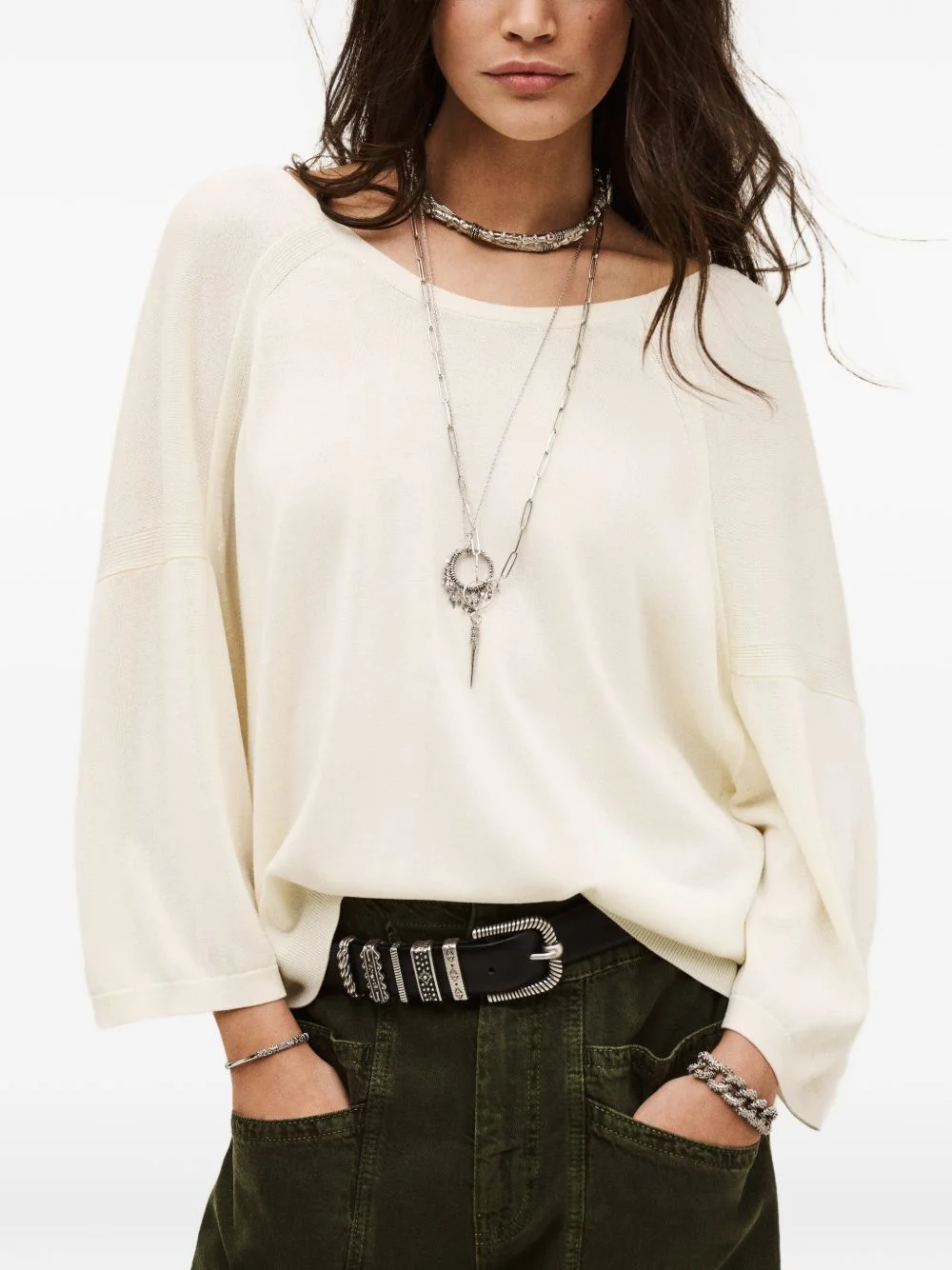 open-back buttoned sweater - 1