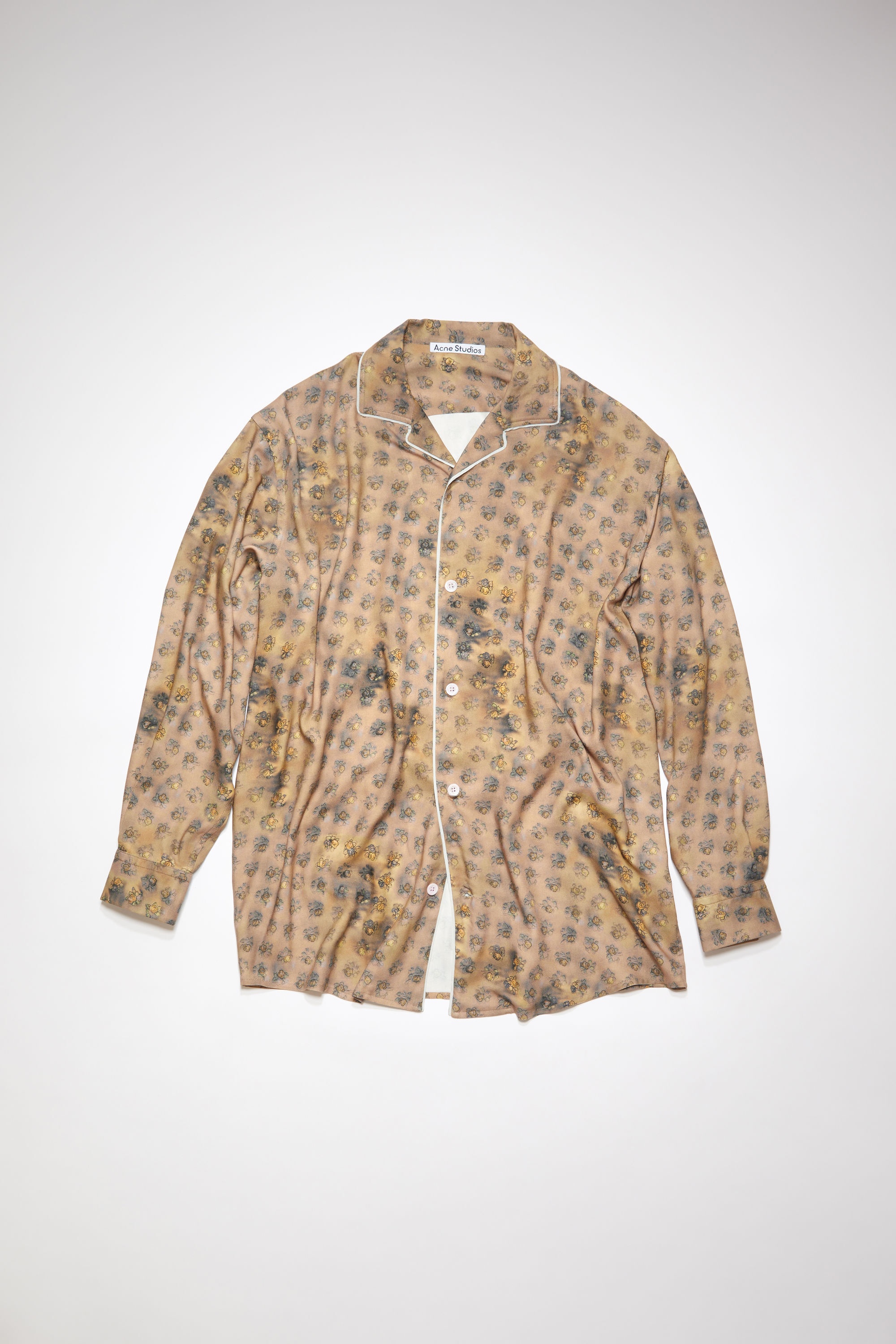 Printed button-up shirt - Sand beige/yellow - 6