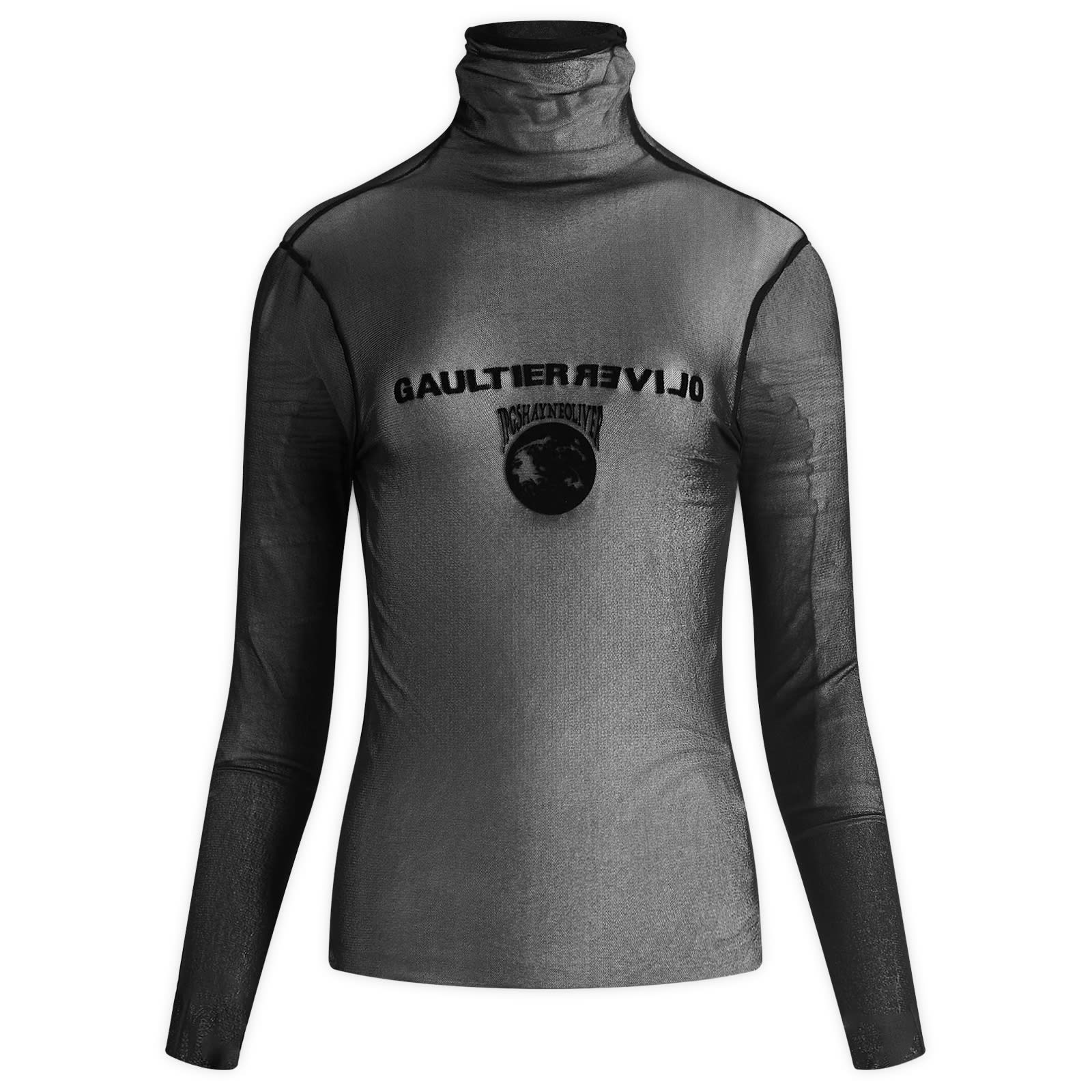 Jean Paul Gaultier Mesh Turtle Neck Flocked "Earth " - 1