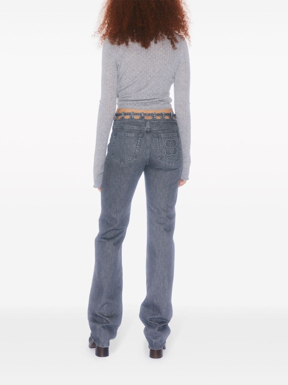 lace-waist straight-leg jeans - 3