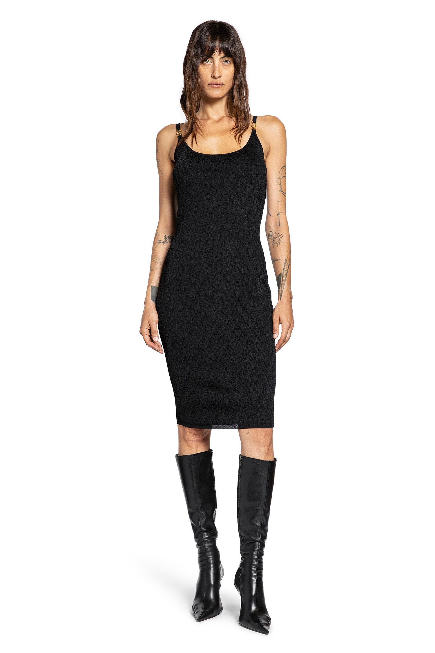 V Allover Jacquard Knit Mini Dress - 2