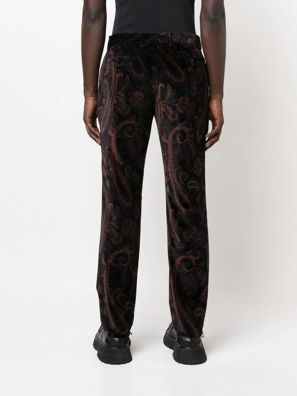 paisley-print velvet trousers - 4