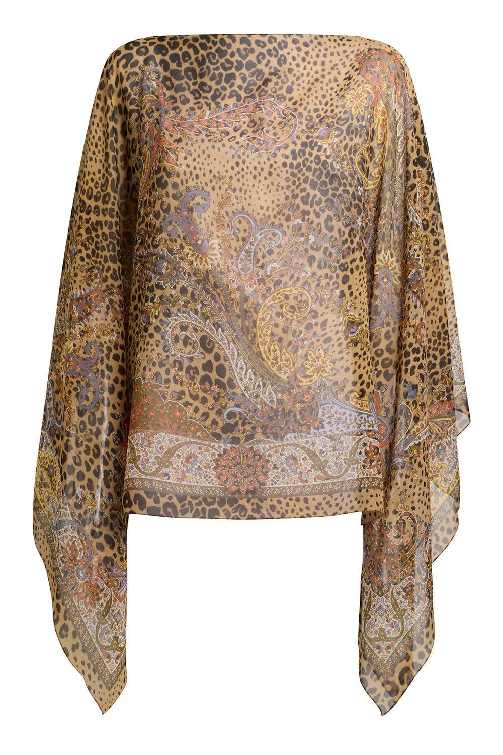 Cheetah Print Poncho Blouse - 1