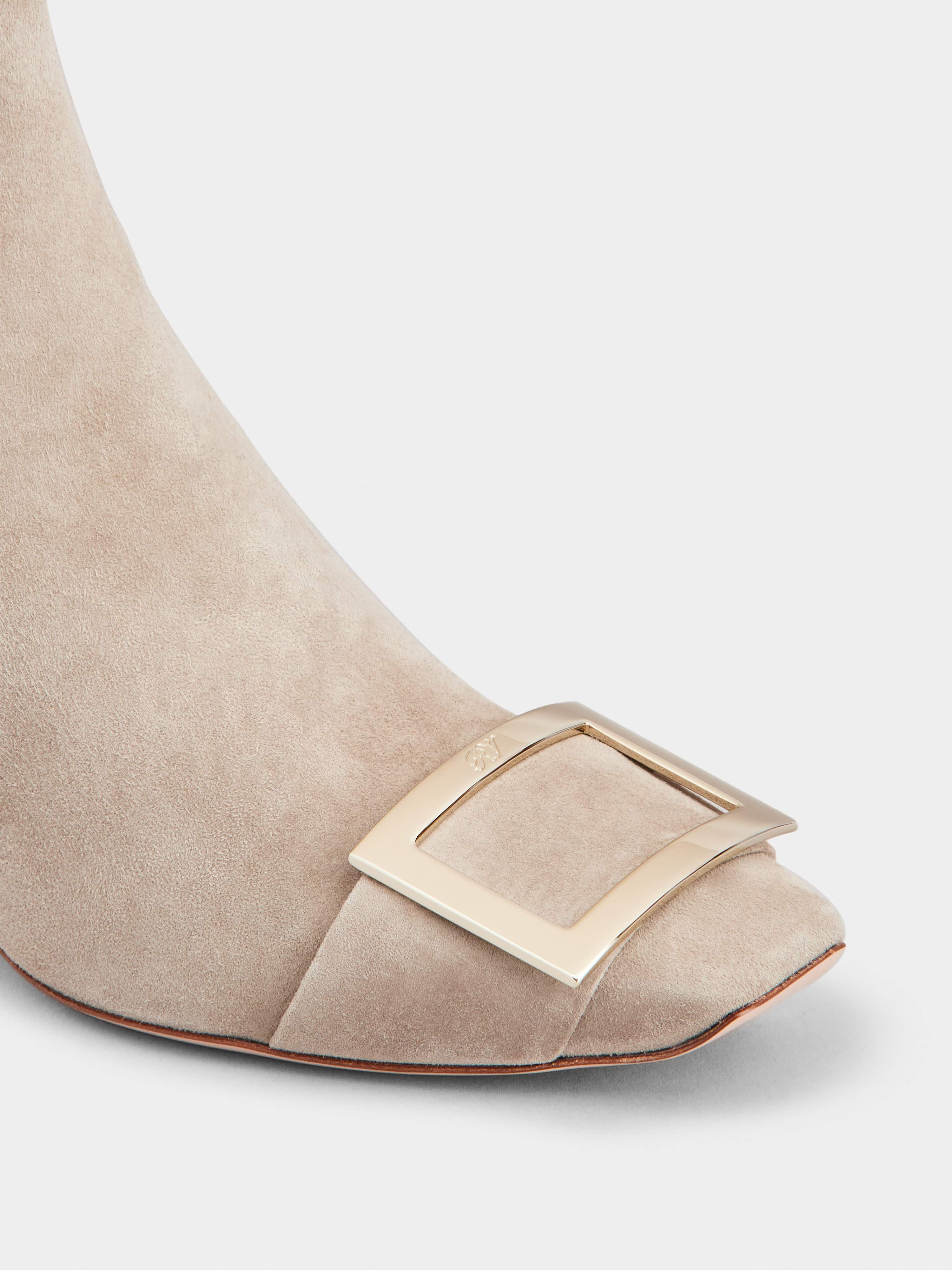 Trompette Metal Buckle Chelsea Booties in Suede - 3