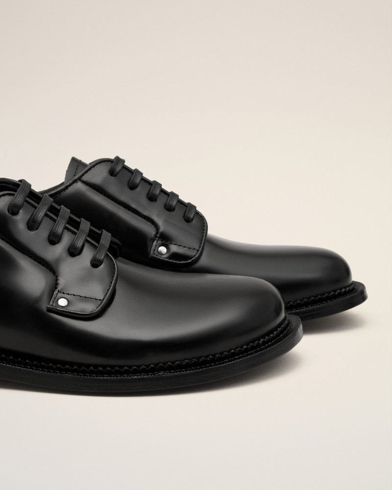 BLACK LEATHER ANATOMICAL TOE DERBIES 5