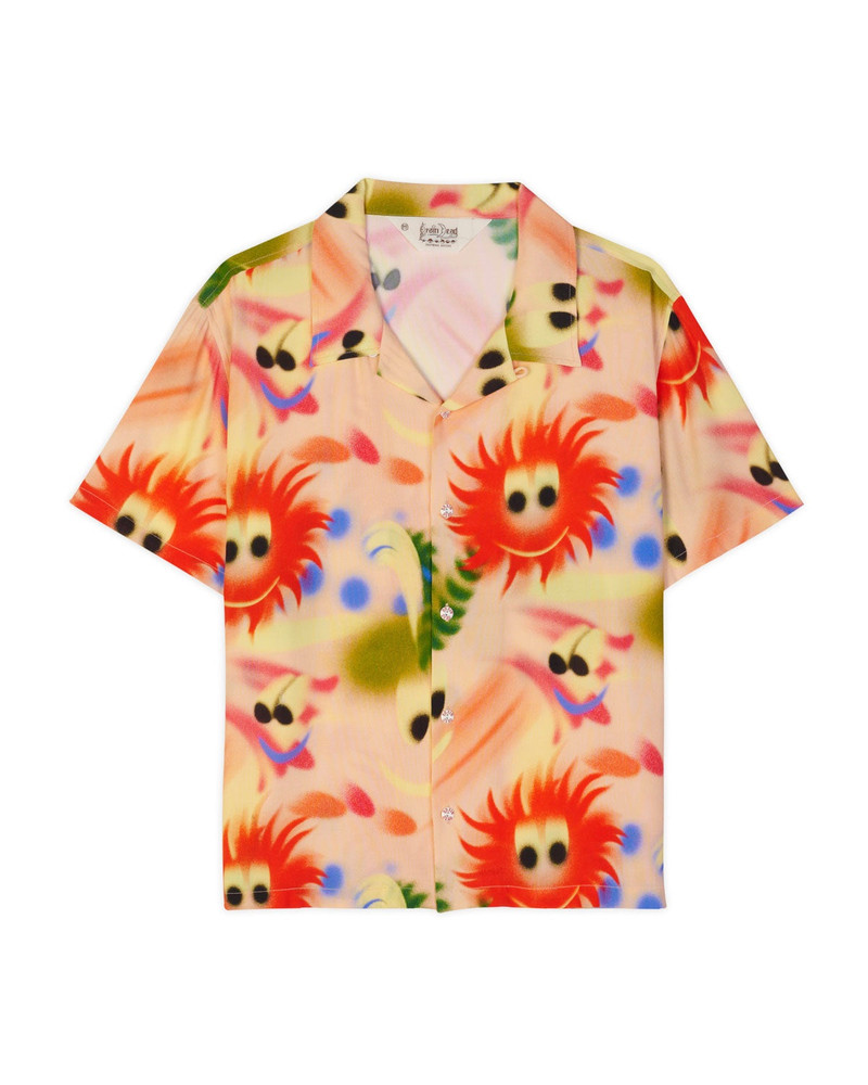 Fuzzy Friends Short Sleeve Button Up Shirt - Pink Multi 1