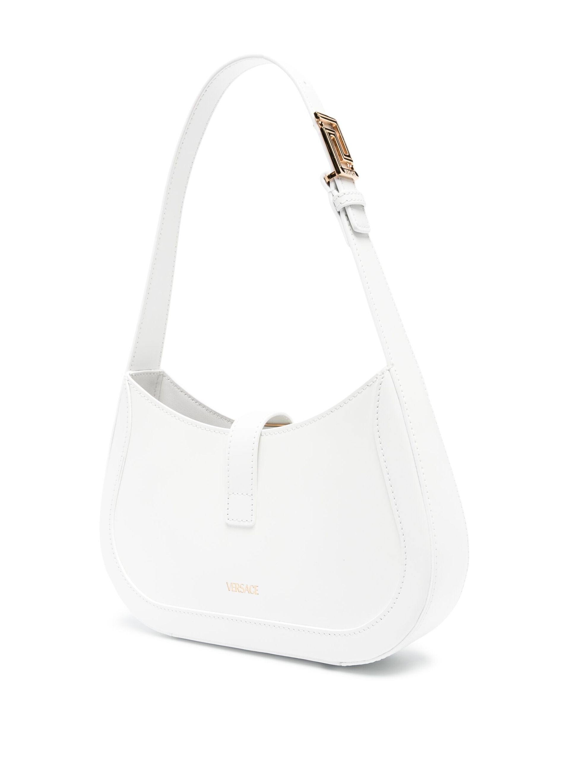 White Greca Goddess Leather Shoulder Bag - 3