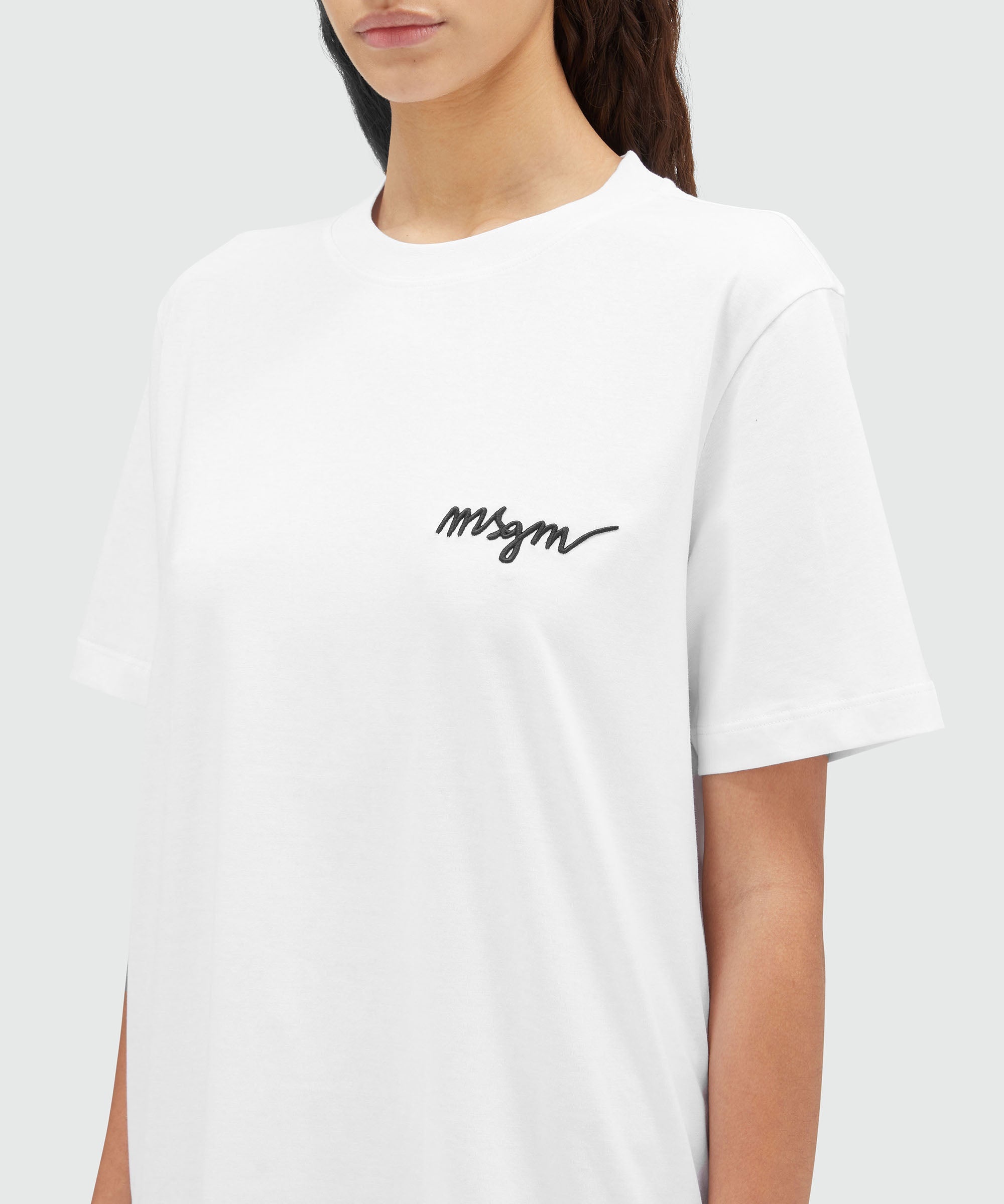 Round neck cotton T-shirt with embroidered logo - 5