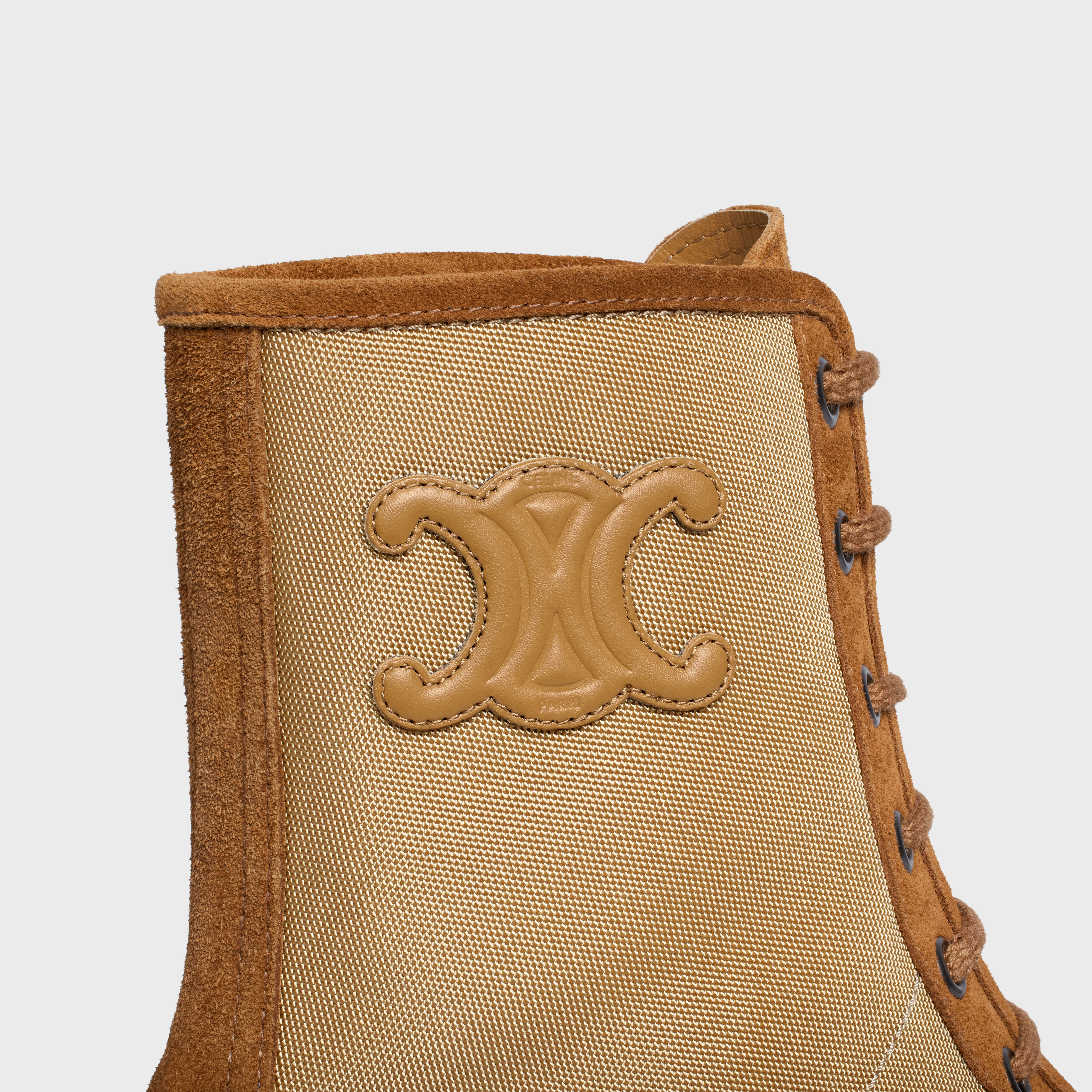 CELINE BULKY LACE-UP BOOT WITH TRIOMPHE in NYLON & SUEDE CALFSKIN - 5