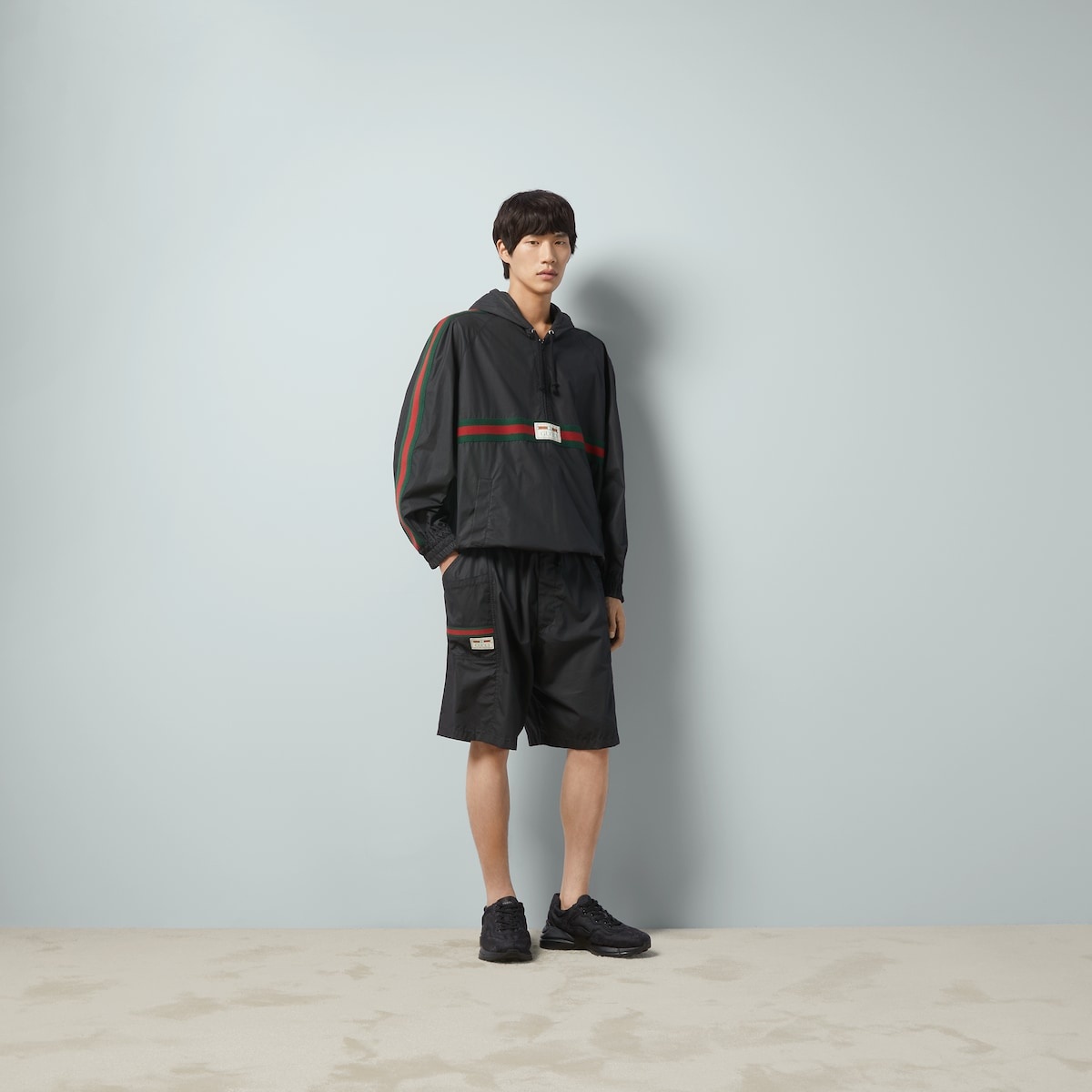 Coated cotton windbreaker with Gucci label - 2