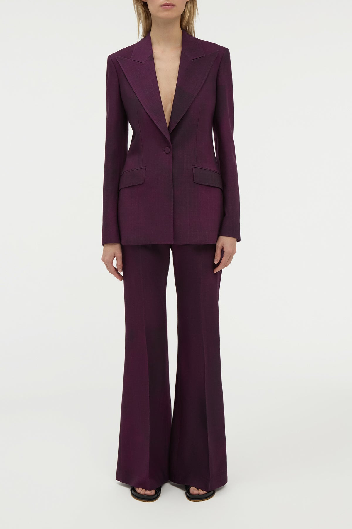 Leiva Blazer in Bordeaux Virgin Wool - 3