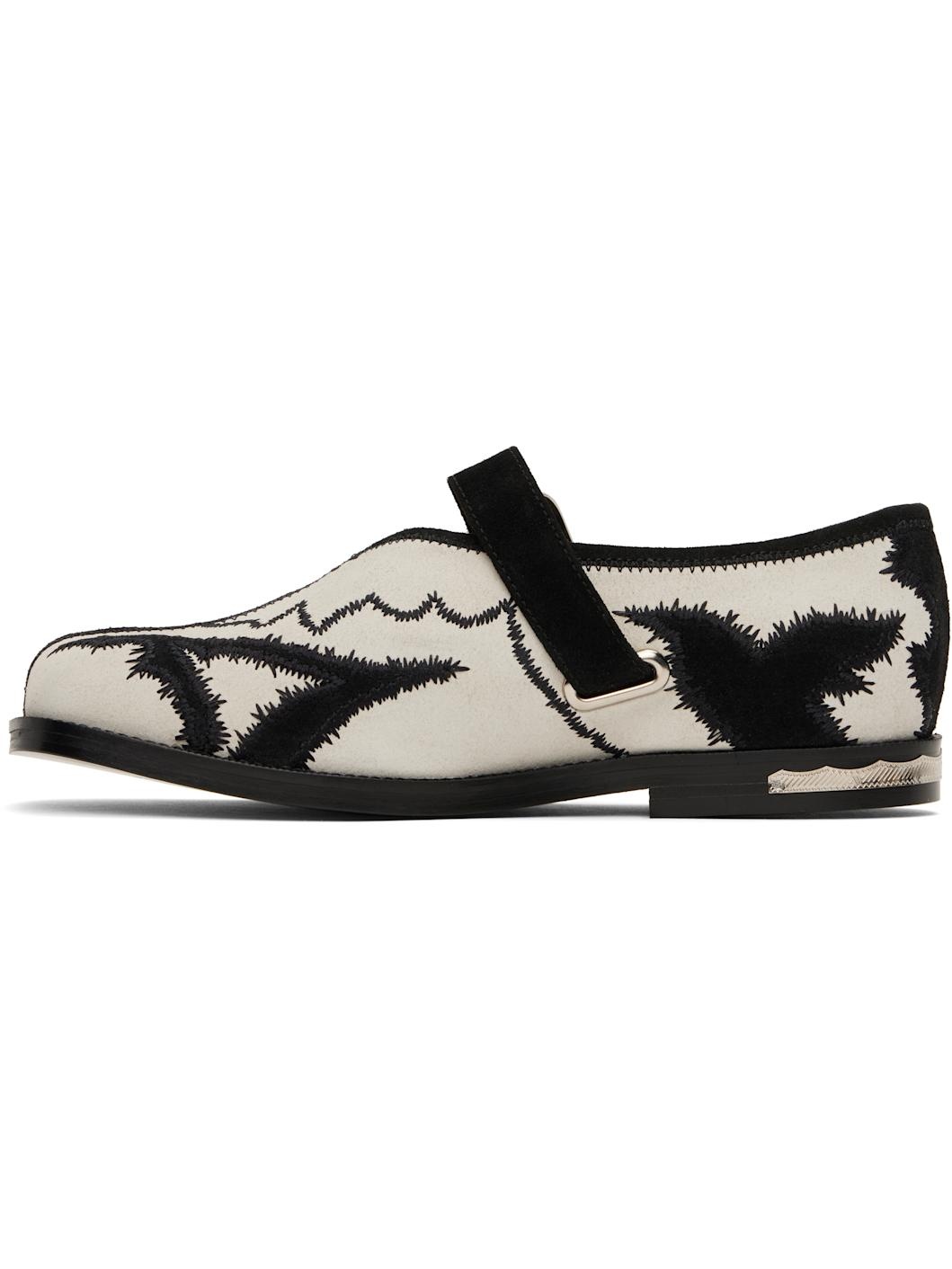 White & Black Suede Loafers - 3