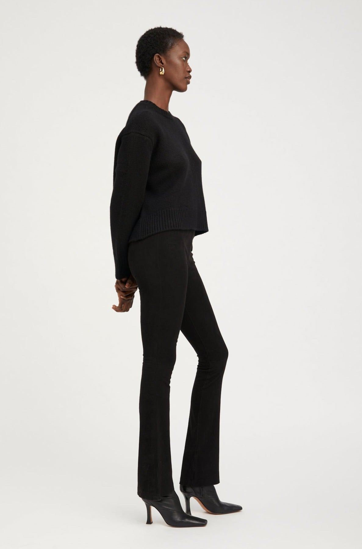 BLACK HEAVY CASHMERE SWEATER - 6