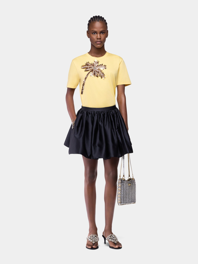 T-SHIRT IN YELLOW COTTON WITH PALM TREE-SHAPED EMBROIDERY 1