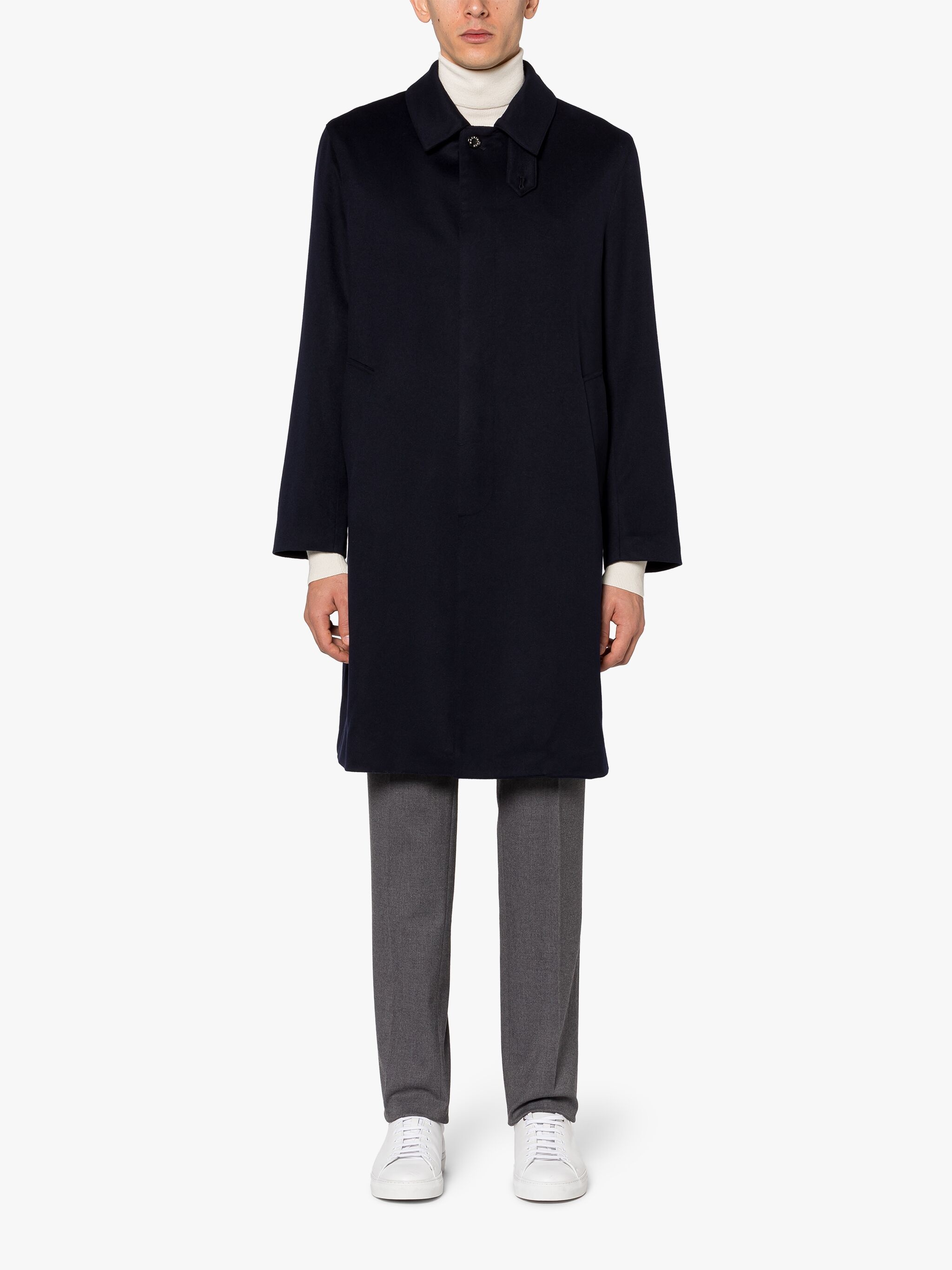 DUNKELD NAVY RAIN SYSTEM CASHMERE 3/4 COAT - 3