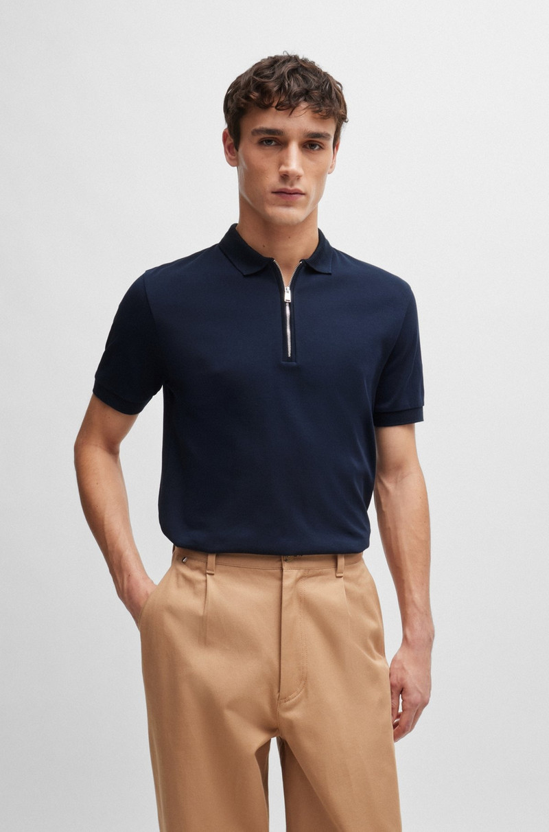 MERCERIZED-COTTON SLIM-FIT POLO SHIRT WITH ZIP NECK 2