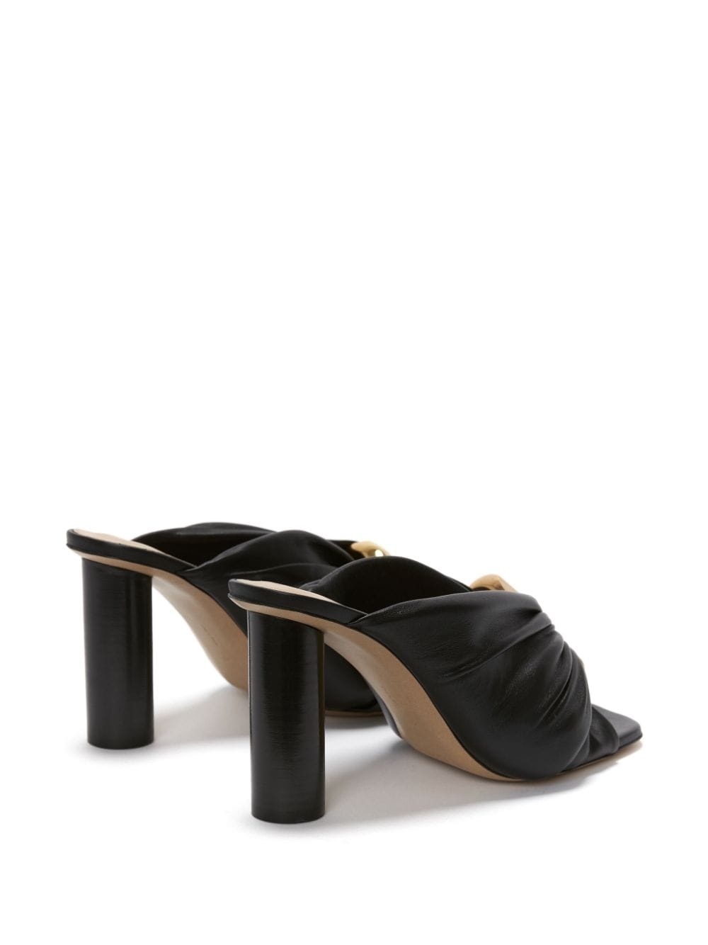 Corner gathered leather mules - 3
