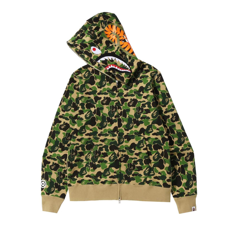 A BATHING APE® BAPE ABC Camo Shark Full Zip Hoodie 'Green' outlook