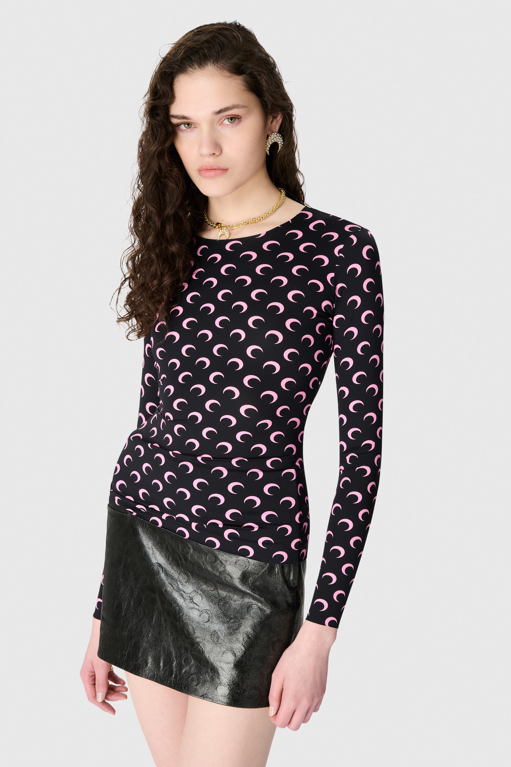 Moon Printed Jersey Ls Crewneck Top - 2