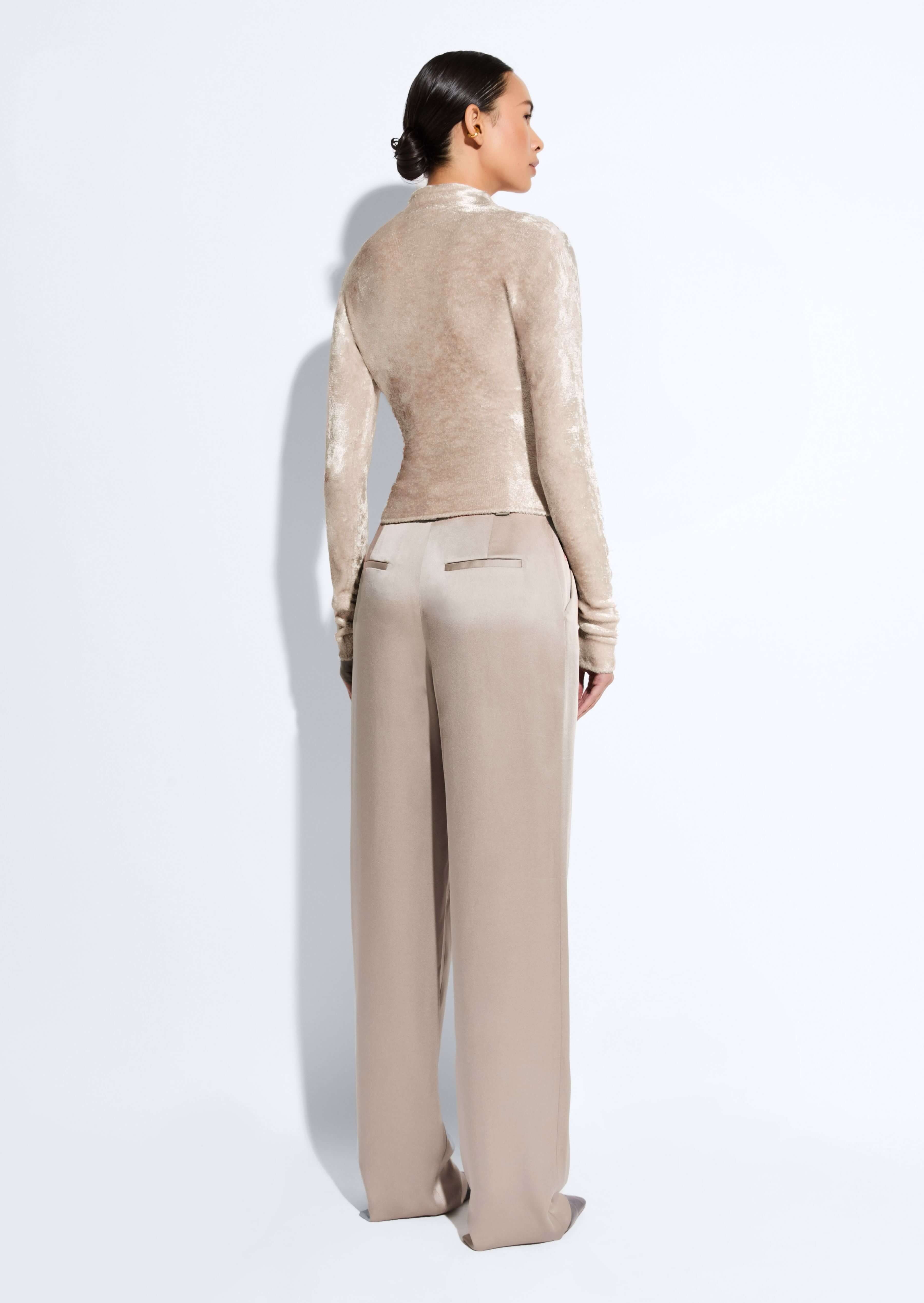 Satin Relaxed Pleated Pant - 3