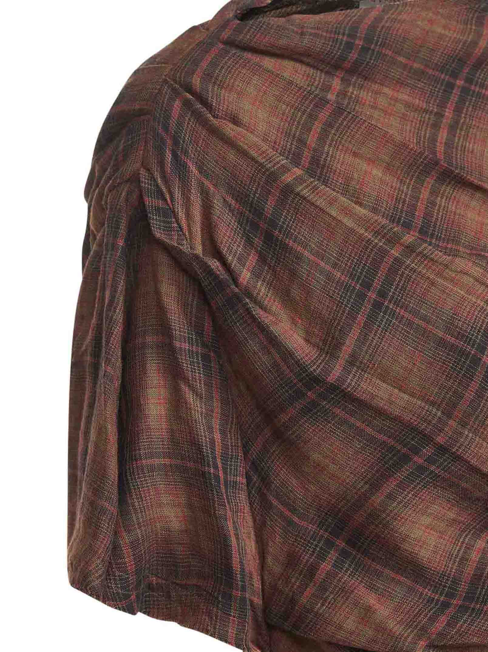 Dark bronze checkered cotton Neyela asymmetric top - 3