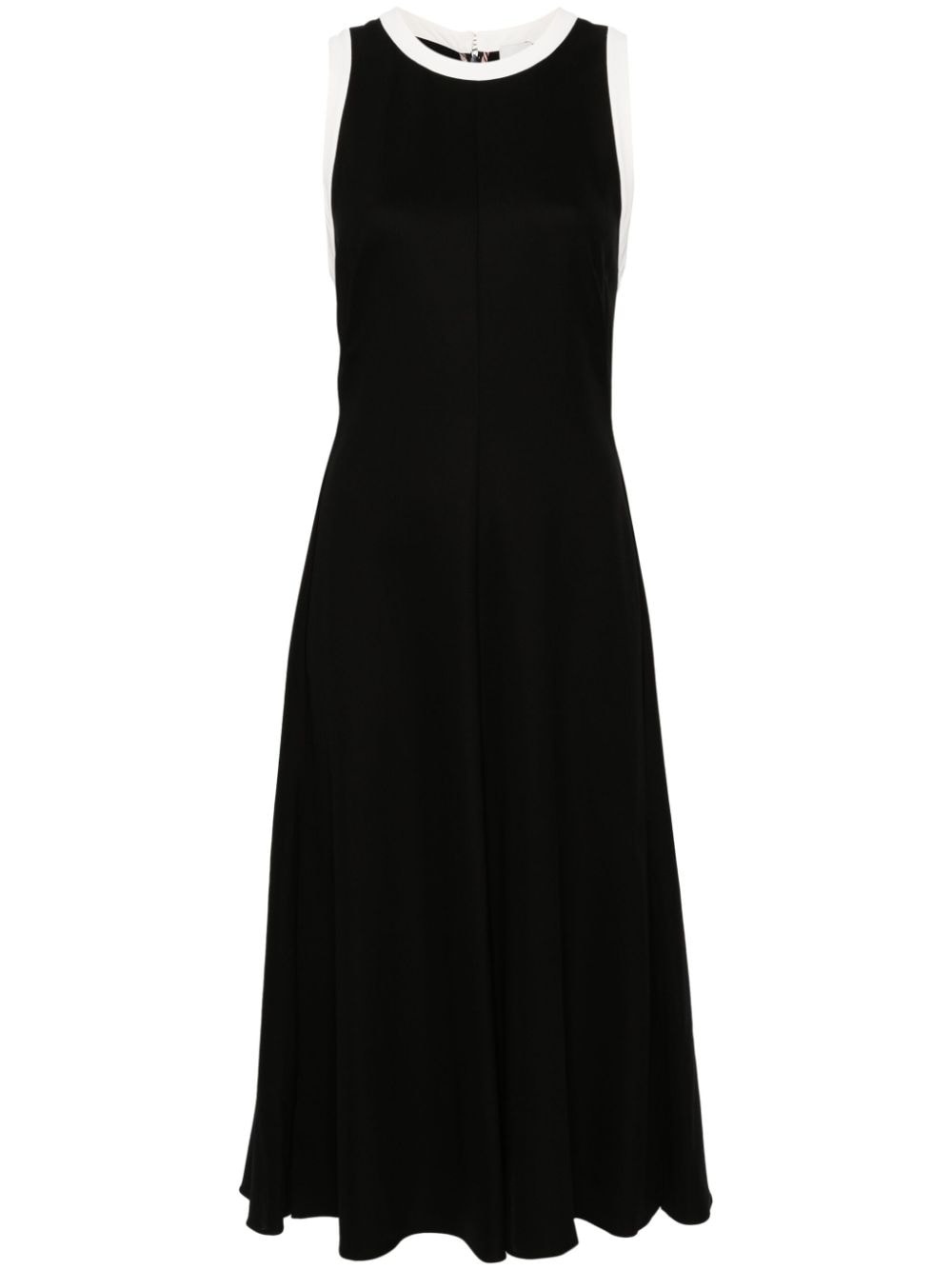 contrasting-trim crepe midi dress - 1