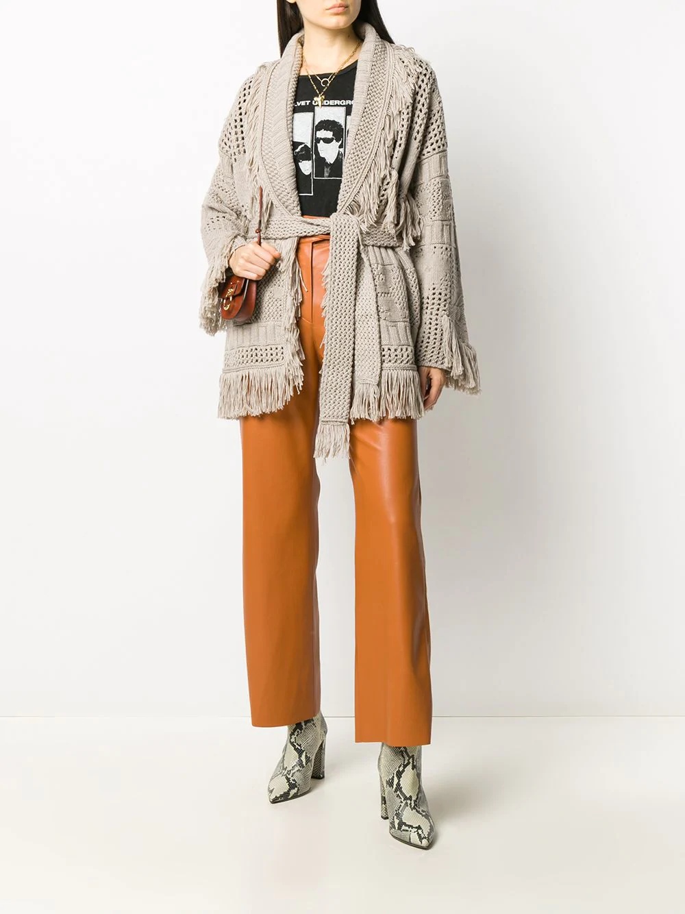 virgin wool tassel knit wrap cardigan - 2