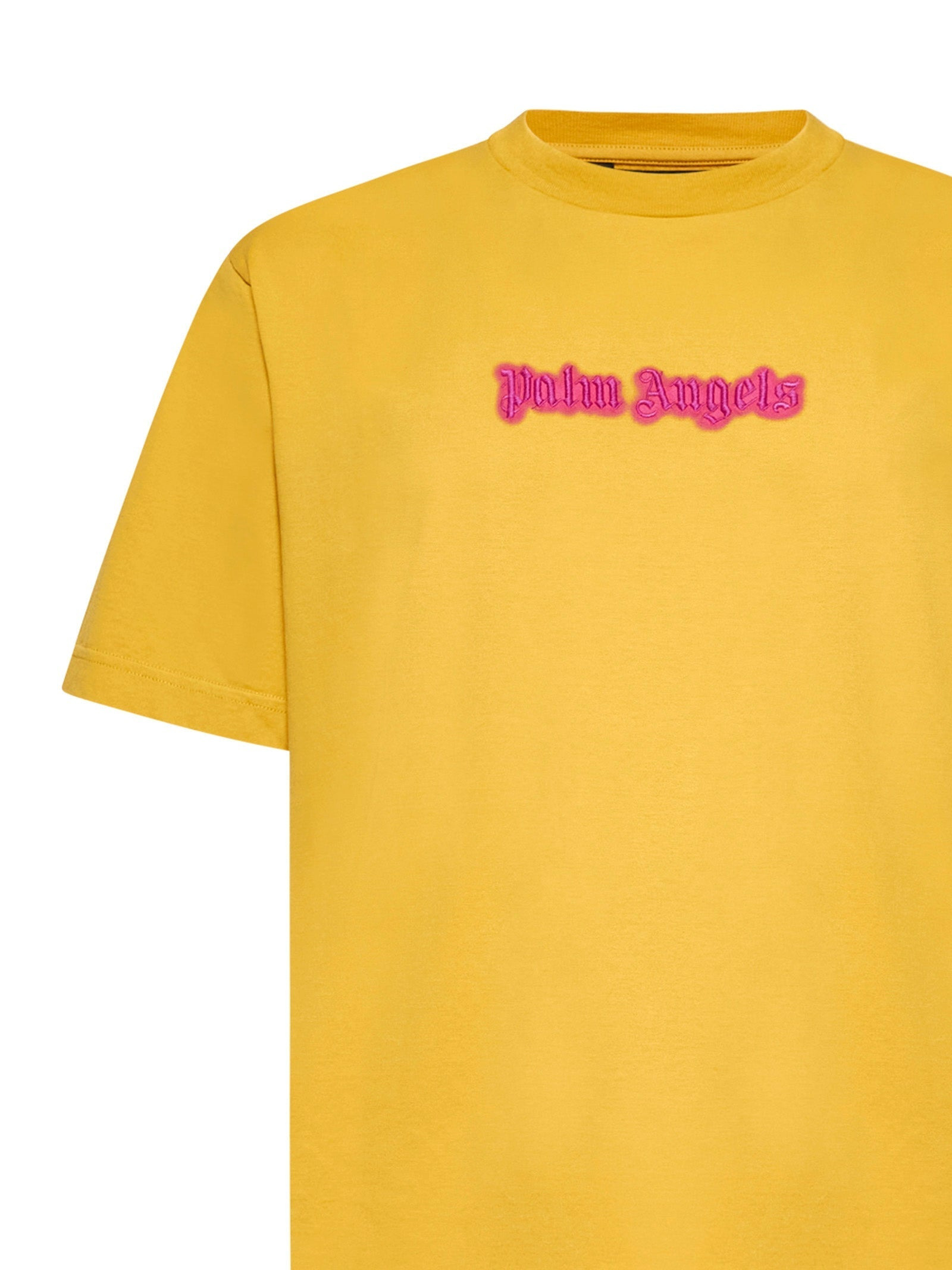 Palm Angels Men Yellow Neon Logo T-Shirt - 3