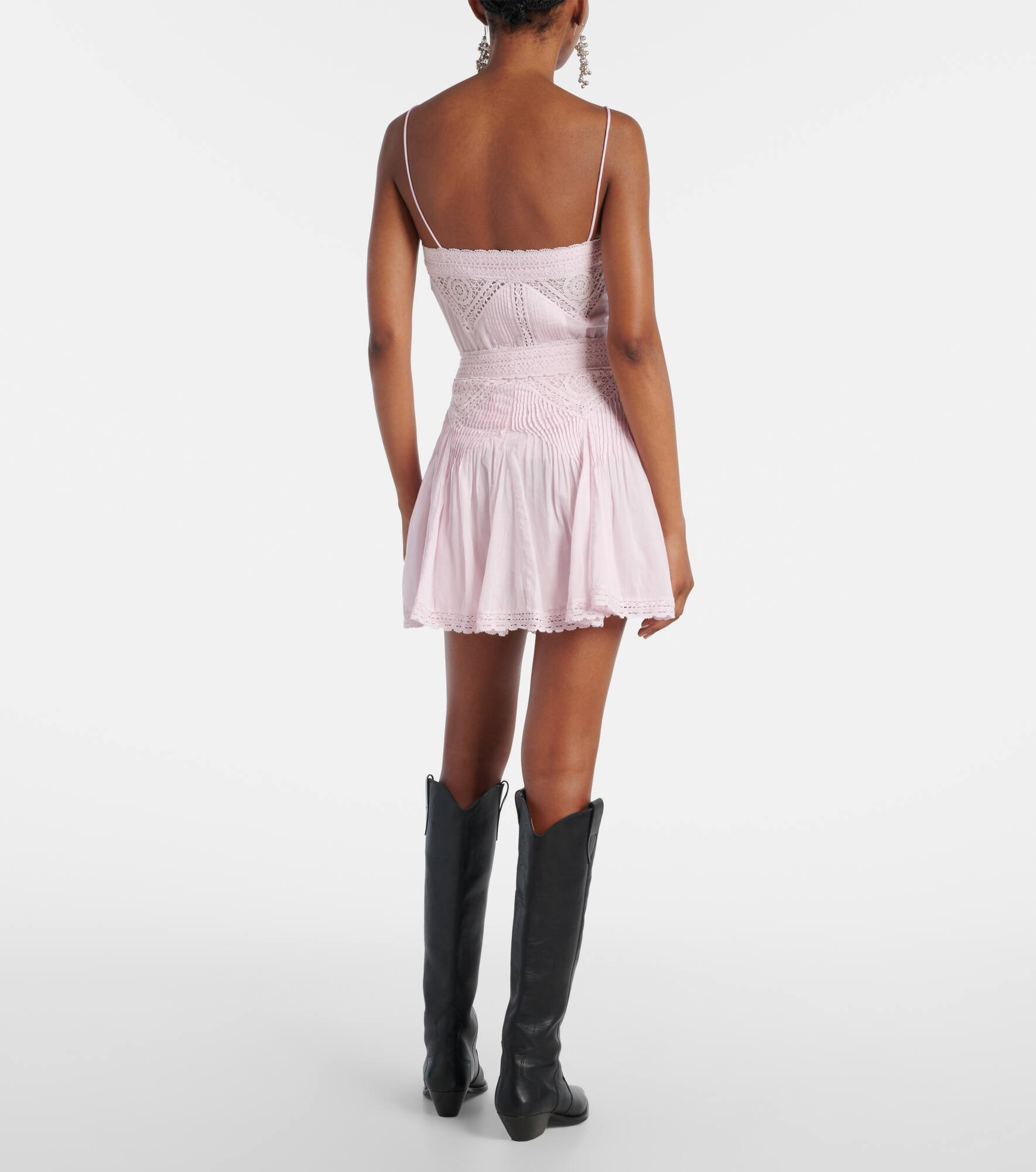 Lace-trimmed cotton miniskirt - 3