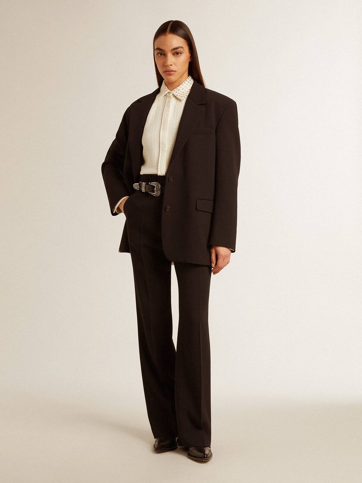 Women’s black wool-blend blazer jacket - 4