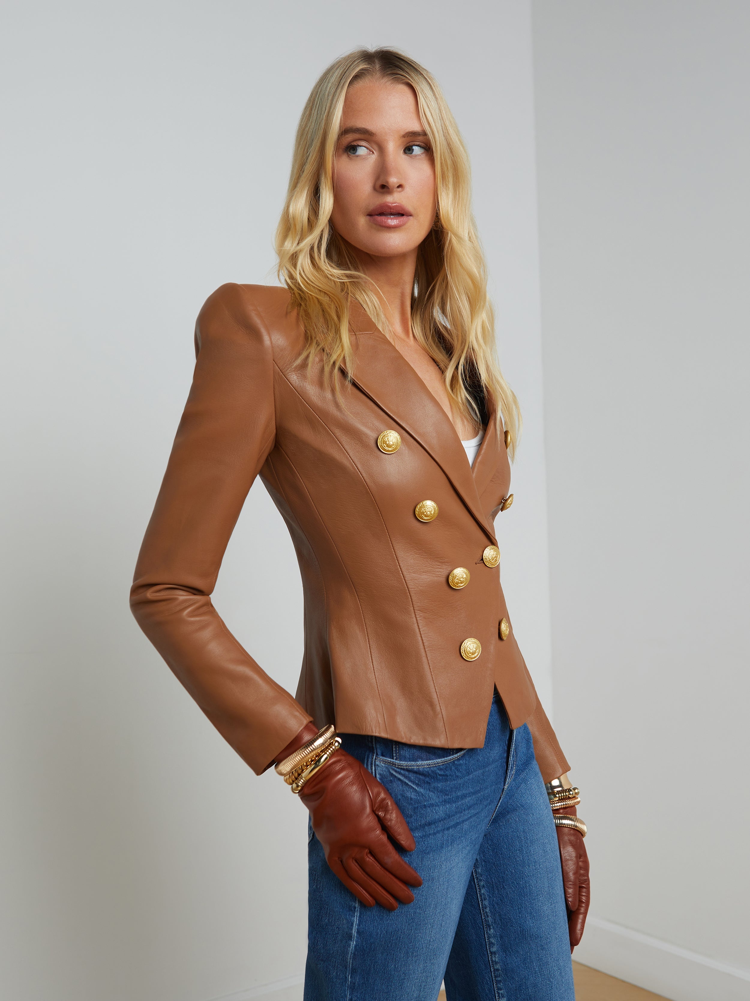 Bethany Leather Tapered Blazer - 4