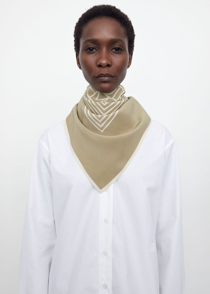 Centered monogram silk scarf peanut butter 3