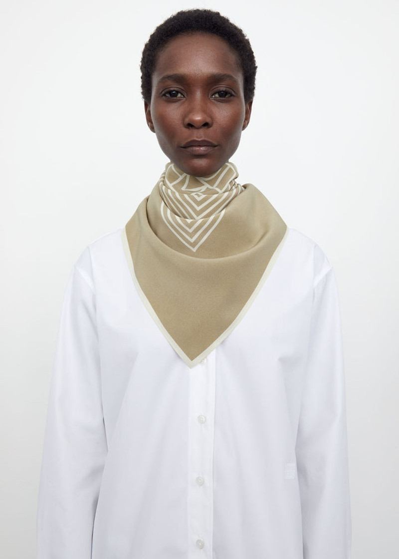 Centered monogram silk scarf peanut butter 3