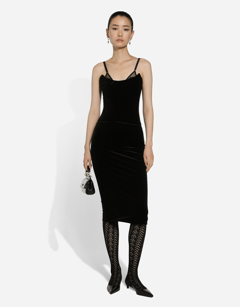 Dolce & Gabbana Velvet calf-length corset dress outlook