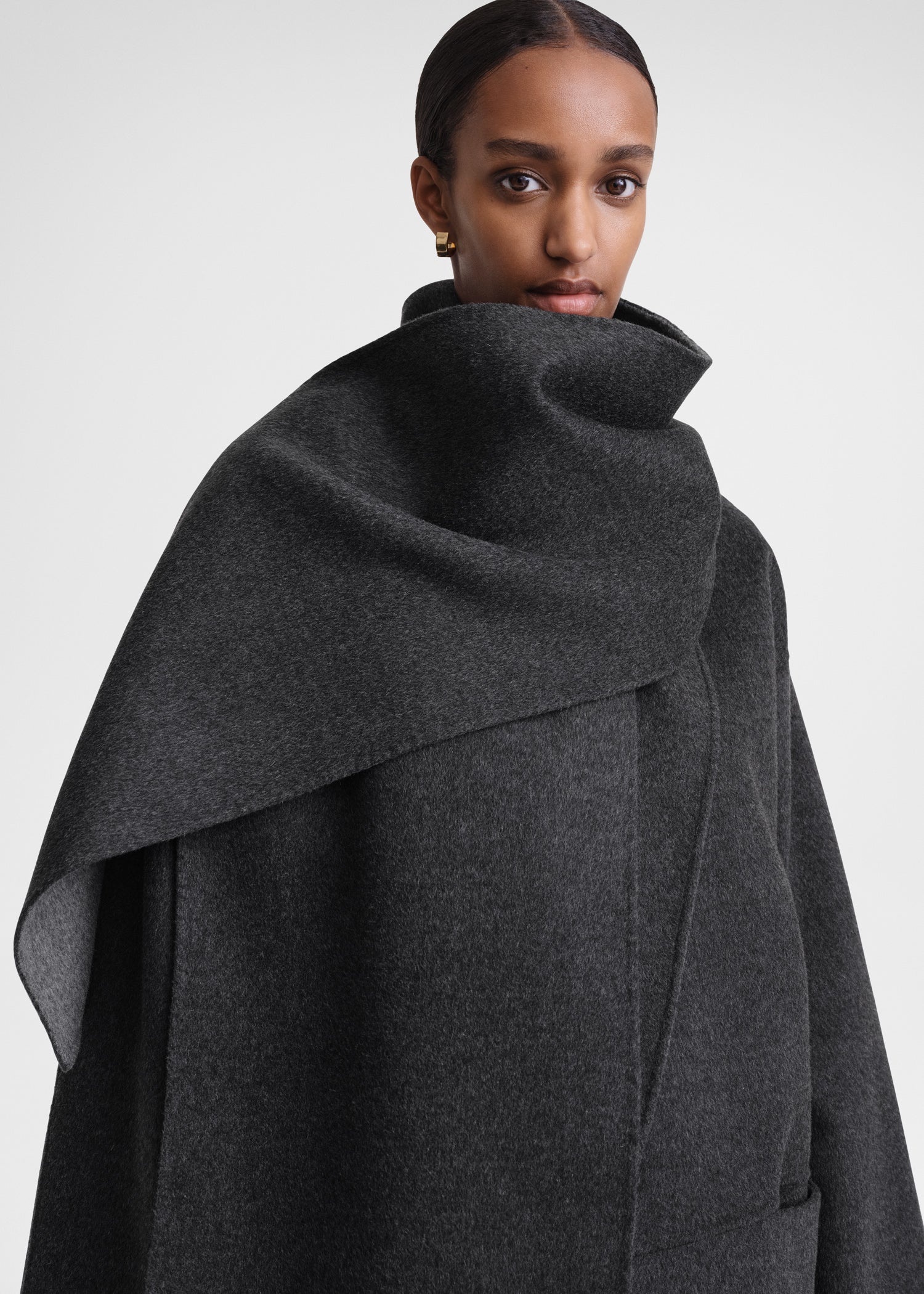 Two-tone long doublé scarf dark grey mélange - 4