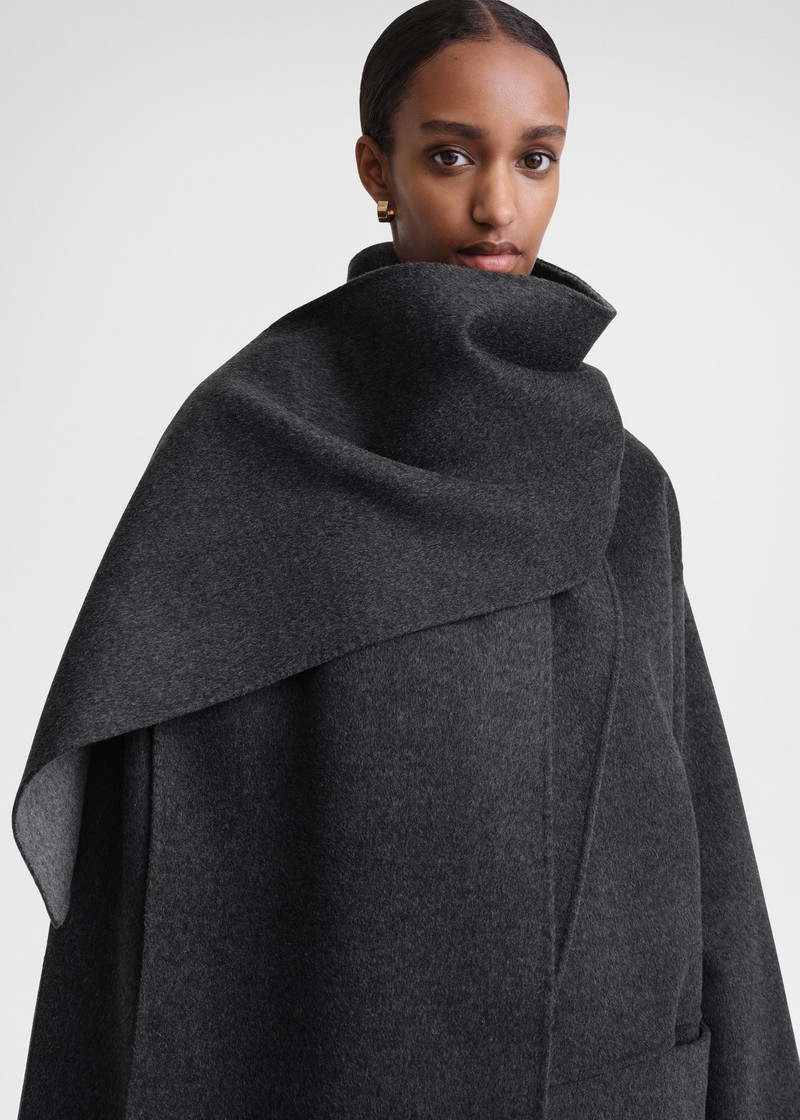 Two-tone long double scarf dark grey melange 4