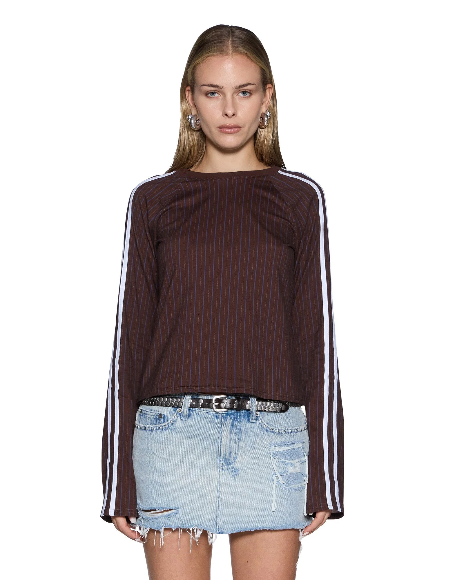 PORTER LS TOP CHOC PINSTRIPE - 1