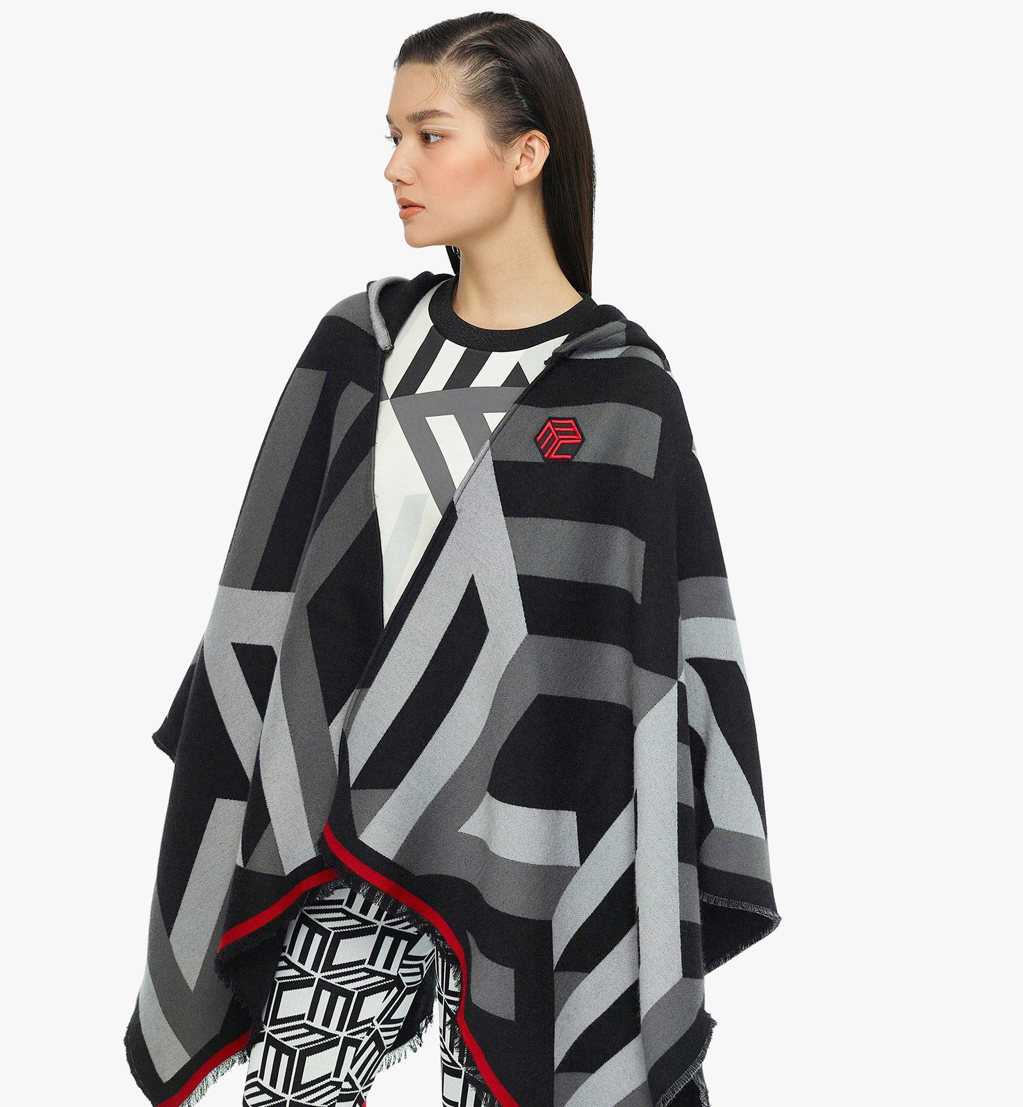 Cubic Monogram Wool Poncho - 5