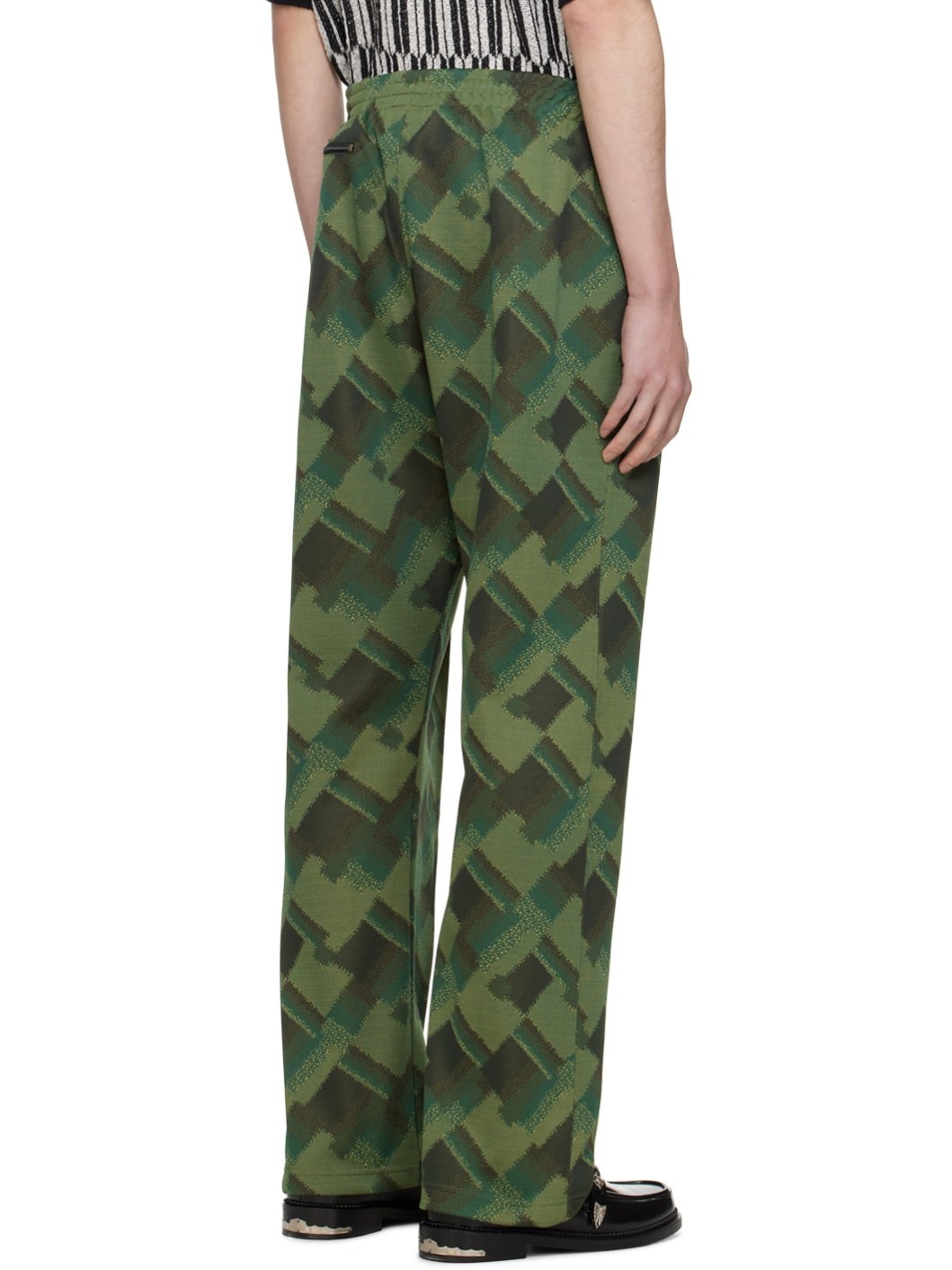 Green Jacquard Track Pants - 3