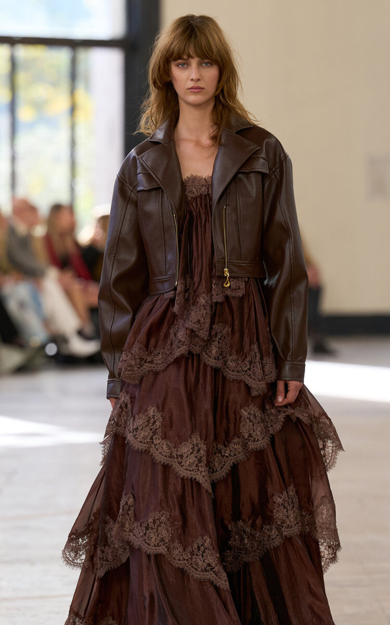 Aje. Ophelia Lace-Trimmed Gown brown outlook