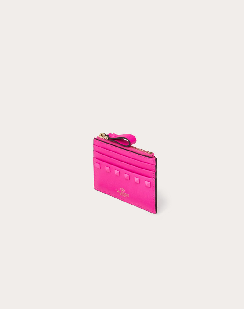 ROCKSTUD CALFSKIN CARDHOLDER WITH ZIPPER 4