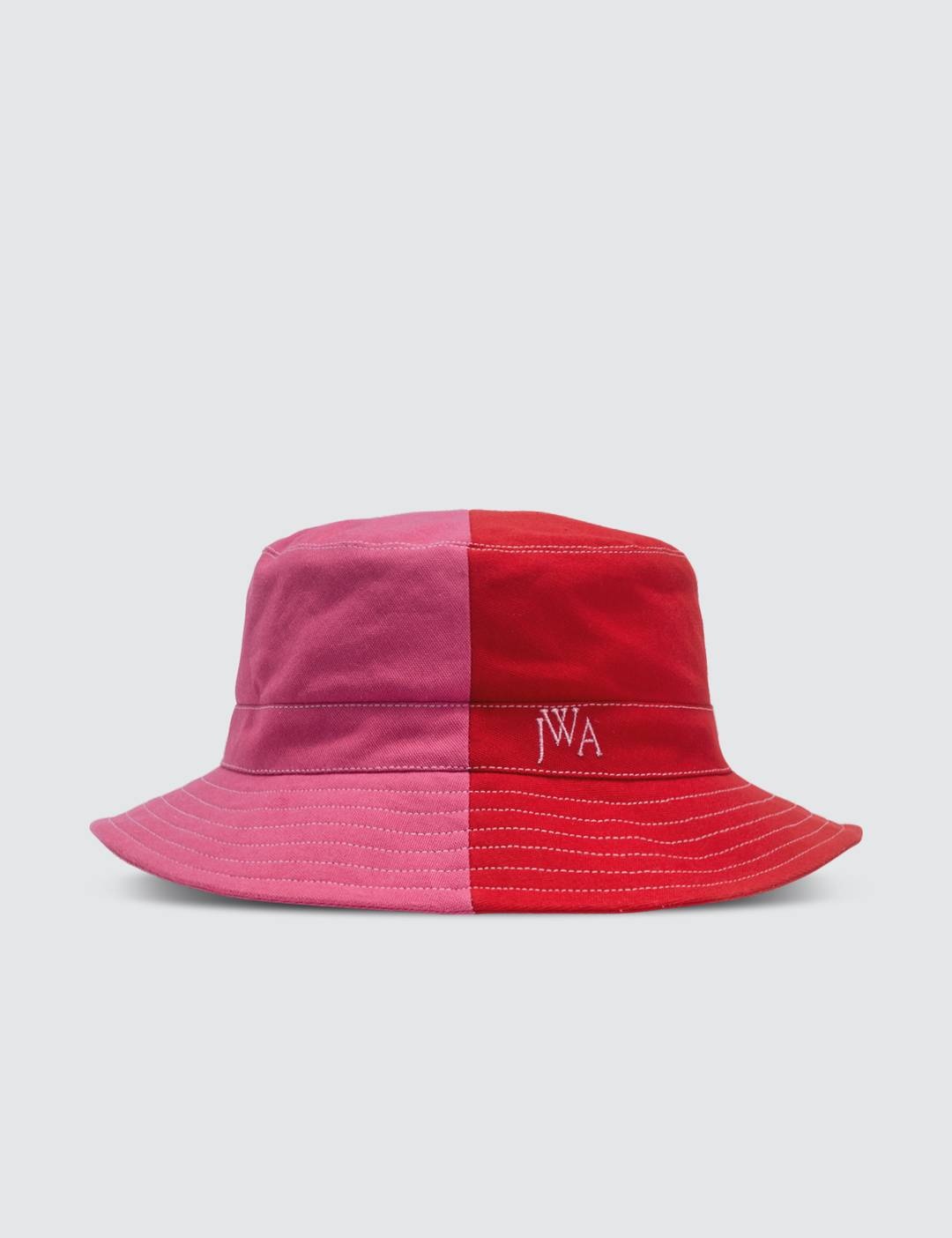 Red & Pink Color-blocked Bucket Hat - 1