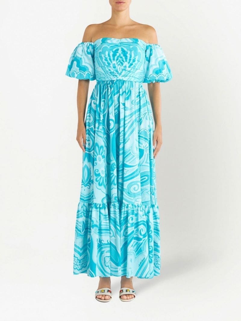 paisley-print off-shoulder maxi dress - 2