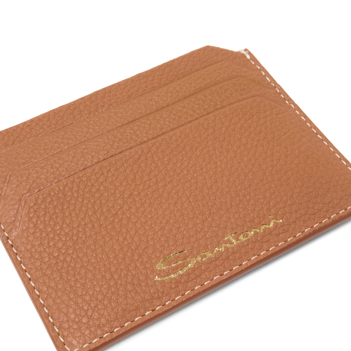Light brown tumbled leather credit card holder - 2
